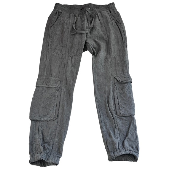 Johnny Was Pants - Johnny Was Cupro Grey Embroidered Cargo Jaspil Jogger Pants  XS‎